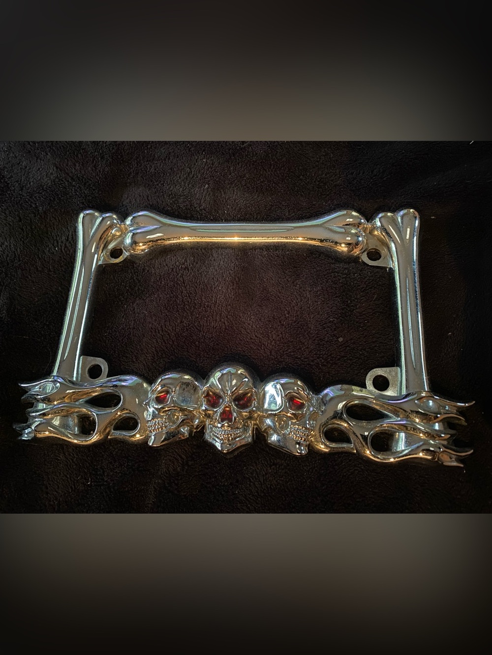 Chrome Skull Motorcycle License Plate Frame